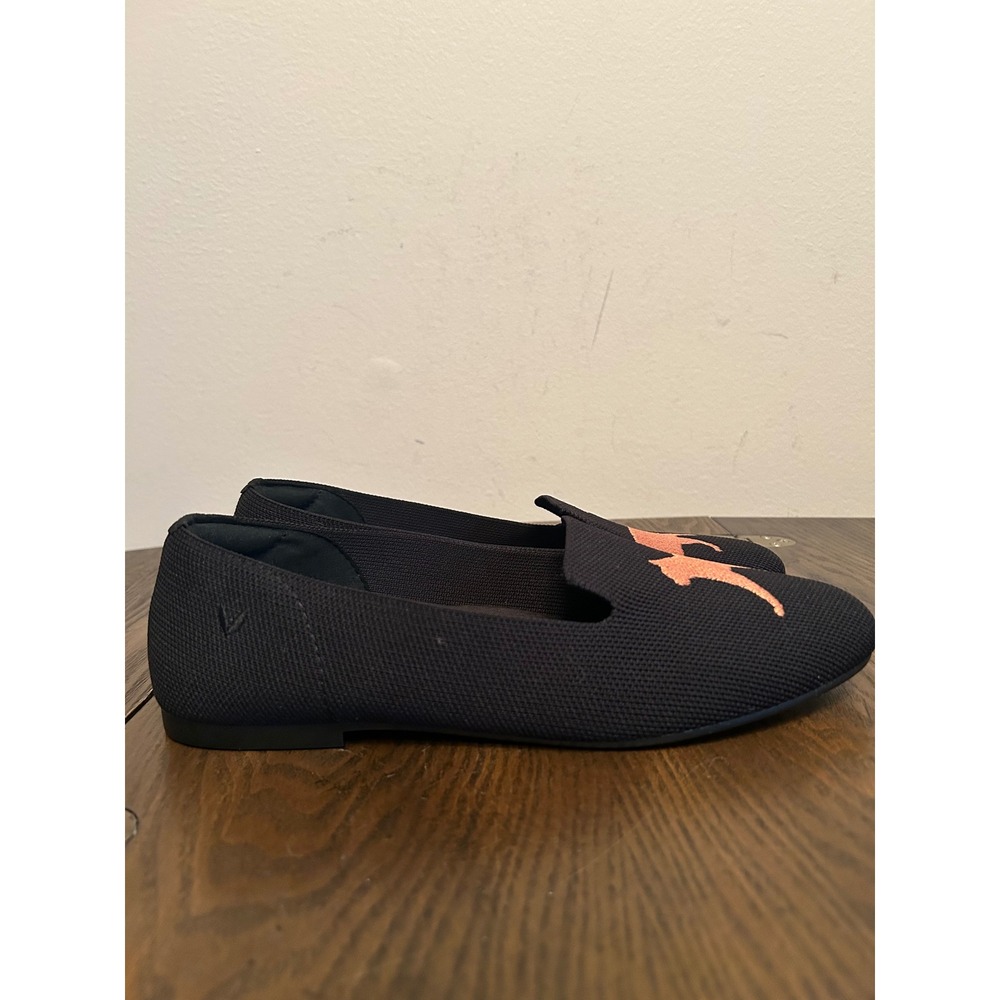 VIVAIA Audrey Black Cat Embroidered knit Loafers Women's US 9 EU 40 Preppy